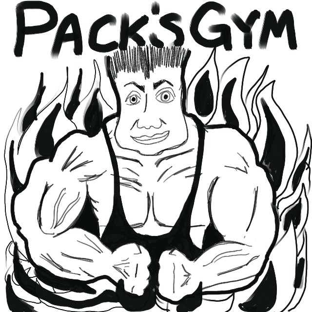 Drawing of a muscle man like they look on tshirts for lifting gyms
